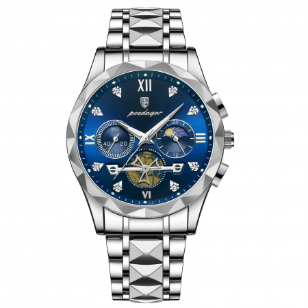 Ceasuri barbatesti - Ceas barbatesc de mana Poedagar Quartz Fashion Cronograf Analog Casual Argintiu Albastru