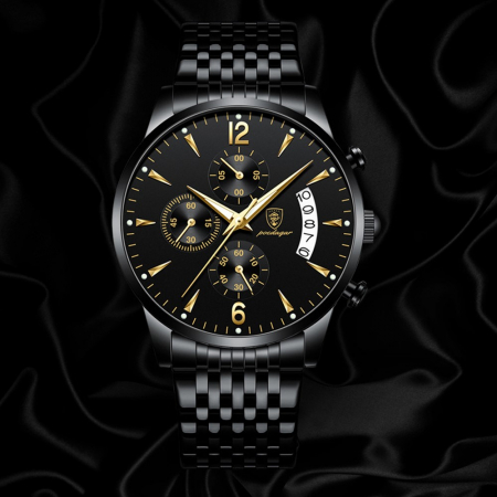 Ceas barbatesc, Poedagar, Cronograf, Data, Casual, Fashion, Negru [3]