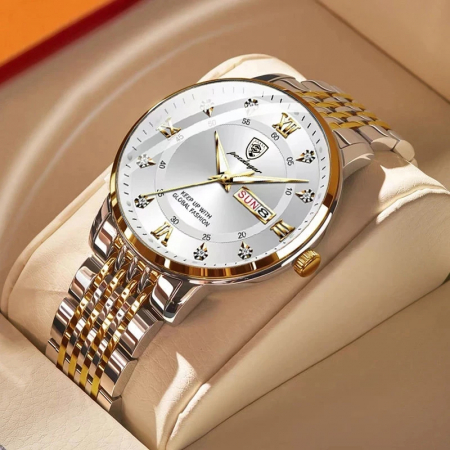 Ceas barbatesc Poedagar Quartz Indici luminosi Otel Analog Argintiu [2]