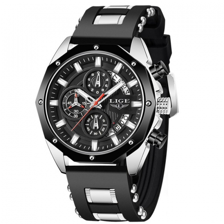 Ceas barbatesc Silicon Quartz Cronograf Cronometru Data [0]