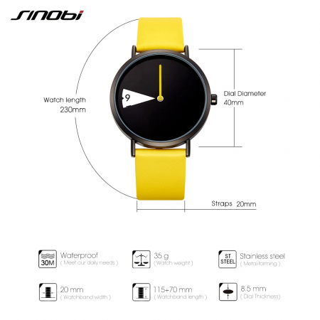 Ceas barbatesc Sinobi Creative Mecanism Japonia Quartz Casual Sport Fashion Galben [3]
