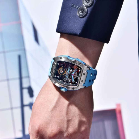 Ceas skeleton bărbați PAGANI DESIGN PD-YS018, 42 mm, mecanism S X5021, safir, curea fluororubber, design modern [5]