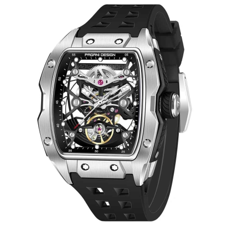 Ceasuri barbatesti - Ceas bărbătesc skeleton PAGANI DESIGN PD-YS018 – 42mm, mecanism S X5021, safir, curea fluororubber, design luxury sport