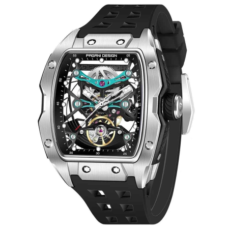 Ceasuri barbatesti - Ceas bărbătesc skeleton PAGANI DESIGN PD-YS018 – 42 mm, mecanism S X5021, safir, curea fluororubber
