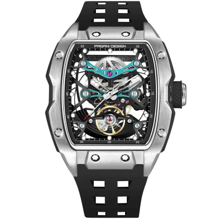 Ceas bărbătesc skeleton PAGANI DESIGN PD-YS018 – 42 mm, mecanism S X5021, safir, curea fluororubber [1]