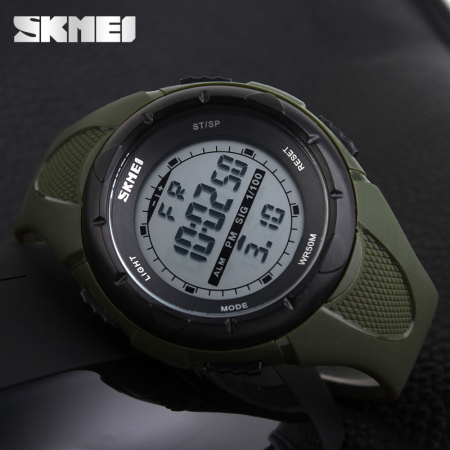 Ceas barbatesc Skmei Digital Casual Alarma Cronometru Stil Army Verde [1]