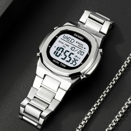 Ceas barbatesc Skmei Digital Casual Quartz Sport Fashion Argintiu [2]
