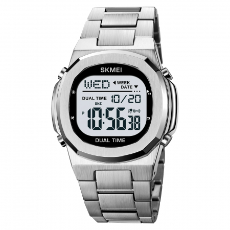 Ceasuri barbatesti - Ceas barbatesc Skmei Digital Casual Quartz Sport Fashion Argintiu