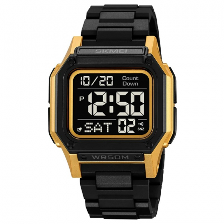 Ceasuri barbatesti - Ceas barbatesc de mana Skmei Sport Digital Casual Cronometru Alarma Negru Auriu