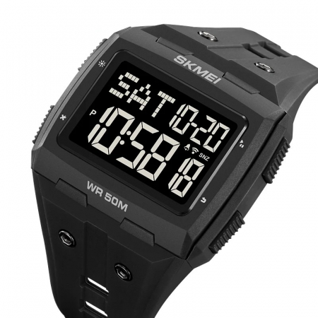 Ceas barbatesc Skmei Dual Time Patrat Display Cronometru Alarma Negru [1]