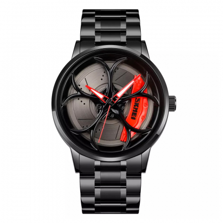 Ceasuri barbatesti - Ceas barbatesc Skmei Inox Spinner Analog Quartz Otel Negru