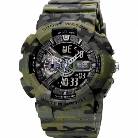 Ceasuri barbatesti - Ceas barbatesc Skmei Spor Camuflaj Digital Analog Quartz