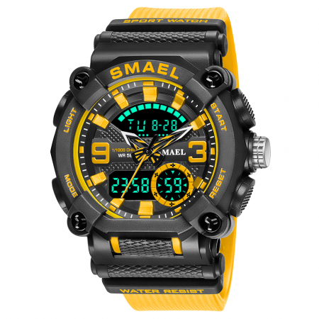 Ceasuri barbatesti - Ceas barbatesc Smael 5 atm Sport Digital Alarma Portocaliu