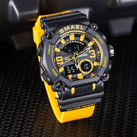 Ceas barbatesc Smael 5 atm Sport Digital Alarma Portocaliu [1]