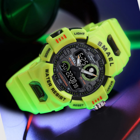 Ceas de mana barbatesc Smael Army Militar Sport Analog Quartz Digital Cronometru Verde [3]