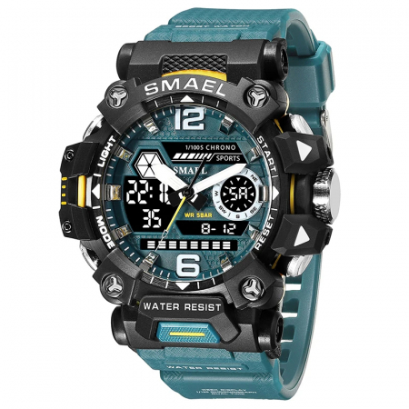 Ceas barbatesc Smael Sport Militar Quartz Analog Army Albastru Cauciuc [0]