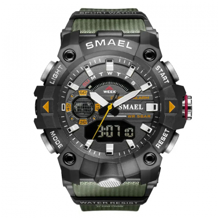 Ceasuri barbatesti - Ceas barbatesc Smael Militar Sport Analog Digital Quartz Verde