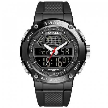 Promotii - Ceas barbatesc Smael Negru Alarma Cronometru Quartz Digital