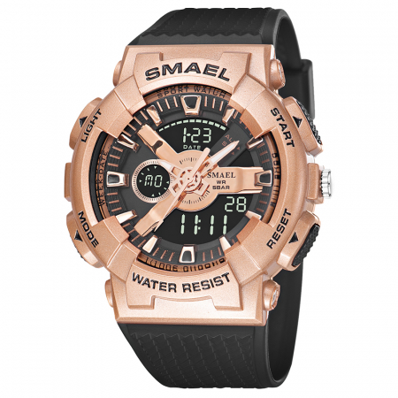 Ceasuri barbatesti - Ceas barbatesc Smael Sport Digital Analog 5 ATM Negru Rose