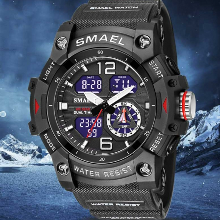 Ceas barbatesc Smael Sport Digital Cronometru Alarma Lumina Negru [1]