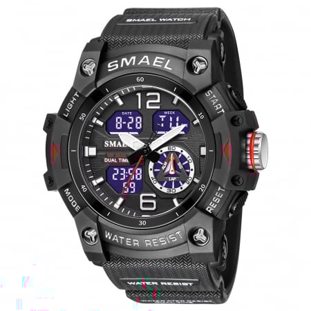 Ceas barbatesc Smael Sport Digital Cronometru Alarma Lumina Negru [0]