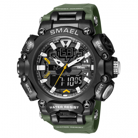 Ceasuri barbatesti - Ceas barbatesc Smael Sport Dual time Afisaj Digital Data Verde