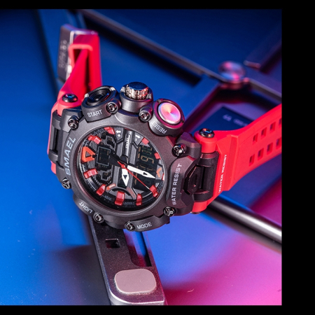 Ceas barbatesc Smael Sport Dual time Afisaj Analog Digital Rosu [1]