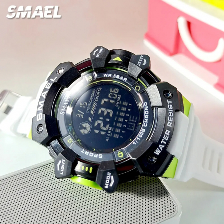 Ceas barbatesc Smael Sport Militar  Electronic Digital Alb Alarma Cronometru [2]