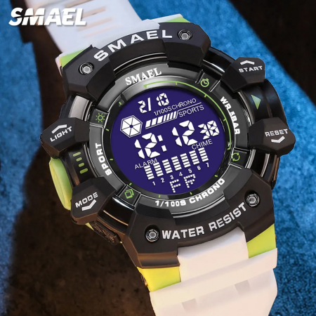 Ceas barbatesc Smael Sport Militar  Electronic Digital Alb Alarma Cronometru [1]