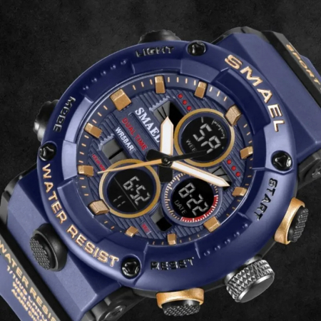 Ceas barbatesc Smael Sport Militar Quartz Analog Electronic Albastru Cronometru [3]