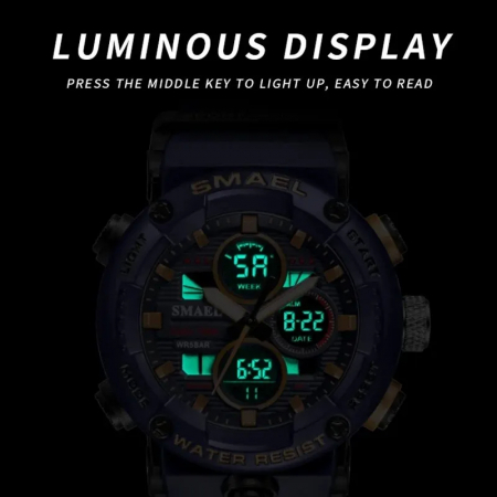 Ceas barbatesc Smael Sport Militar Quartz Analog Electronic Albastru Cronometru [2]