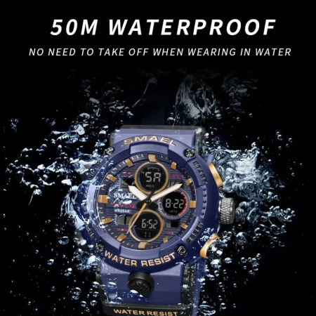 Ceas barbatesc Smael Sport Militar Quartz Analog Electronic Albastru Cronometru [4]