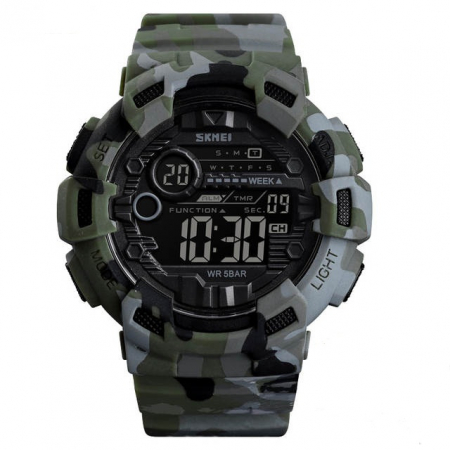 Ceasuri barbatesti - Ceas barbatesc Skmei Sport, Digital, Cronometru, Alarma, Lumina de fundal Camuflaj Gri