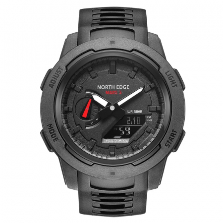 Modele noi - Ceas barbatesc de mana North Edge Pedometru Lumina de fundal DST Negru