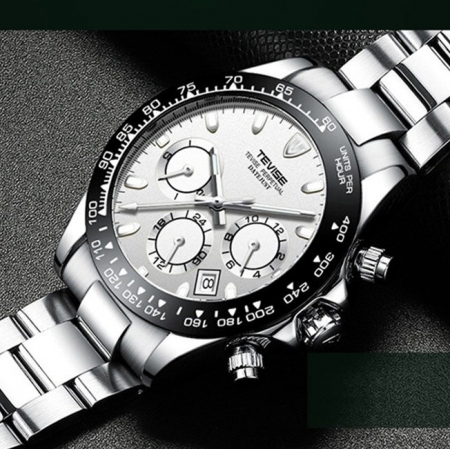 Ceas barbatesc Tevise Luxury Mecanic Automatic Fashion Analog Otel inoxidabil Elegant Argintiu [2]