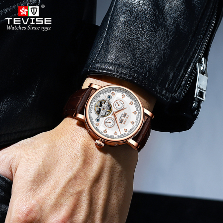 Ceas barbatesc Tevise Maro Elegant Skeleton Business Mecanic Automatic Analog [4]