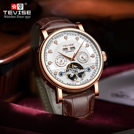 Ceas barbatesc Tevise Maro Elegant Skeleton Business Mecanic Automatic Analog [2]