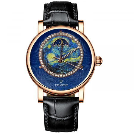 Ceas barbatesc Tevise Clasic Design deosebit Piele Analog Mecanic automatic [0]