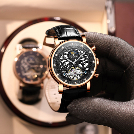 Ceas barbatesc Tevise Mecanic Automatic Elegant Self Wind Fashion Luxury Negru/Auriu [2]