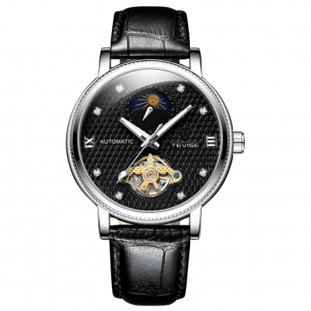 Ceasuri barbatesti - Ceas barbatesc Tevise Mecanic Automatic Piele Negru
