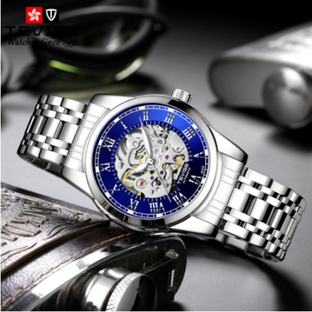 Ceas barbati Tevise Mecanic Automatic Argintiu Analog Afisare data Otel [4]