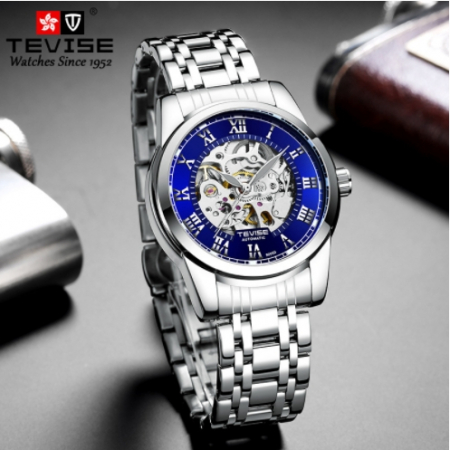 Ceas barbati Tevise Mecanic Automatic Argintiu Analog Afisare data Otel [3]