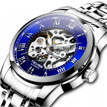 Ceas barbati Tevise Mecanic Automatic Argintiu Analog Afisare data Otel [2]