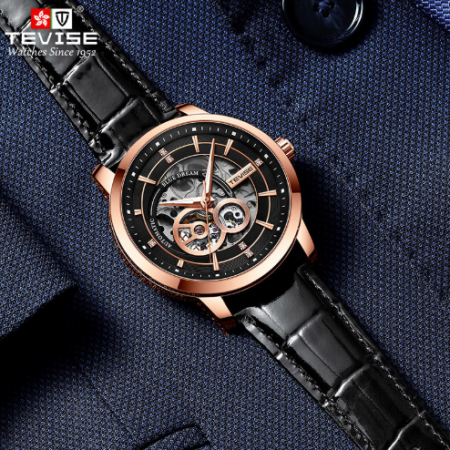 Ceas barbatesc Tevise Mecanic Automatic Skeleton Luxury Piele Elegant Clasic [1]