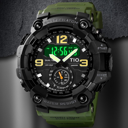 Ceas barbatesc Tio 1994 Quartz Digital Army Military Sport Dual Time [3]
