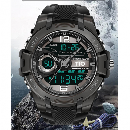Ceas barbatesc TIO Alarma Cronometru Lumina Silicon Quartz Digital Analog [1]