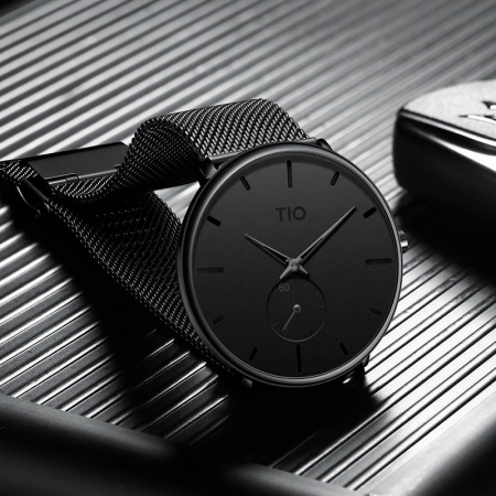 Ceas barbatesc Tio Casual Quartz Bratara reglabila Negru [4]