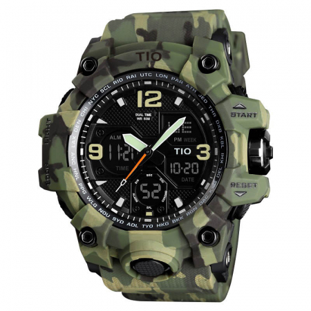 Ceas barbatesc, Tio, Cronograf, Sport, Army, Militar, Digital, Rezistent la apa si socuri, Camuflaj [0]