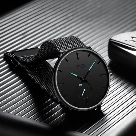 Ceas barbatesc Tio Elegant Fasion Casual Quartz Analog Negru/Albastru [2]