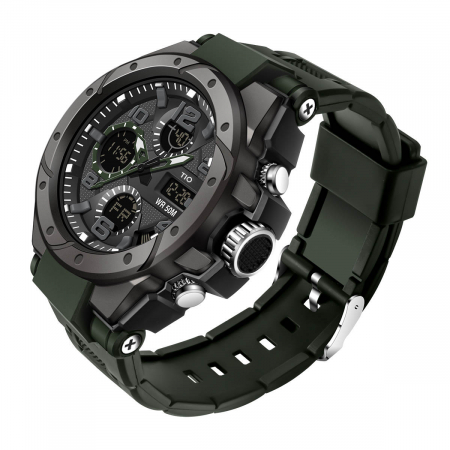 Ceas barbatesc TIO Militar Cronograf Digital Sport Verde Alarma [1]